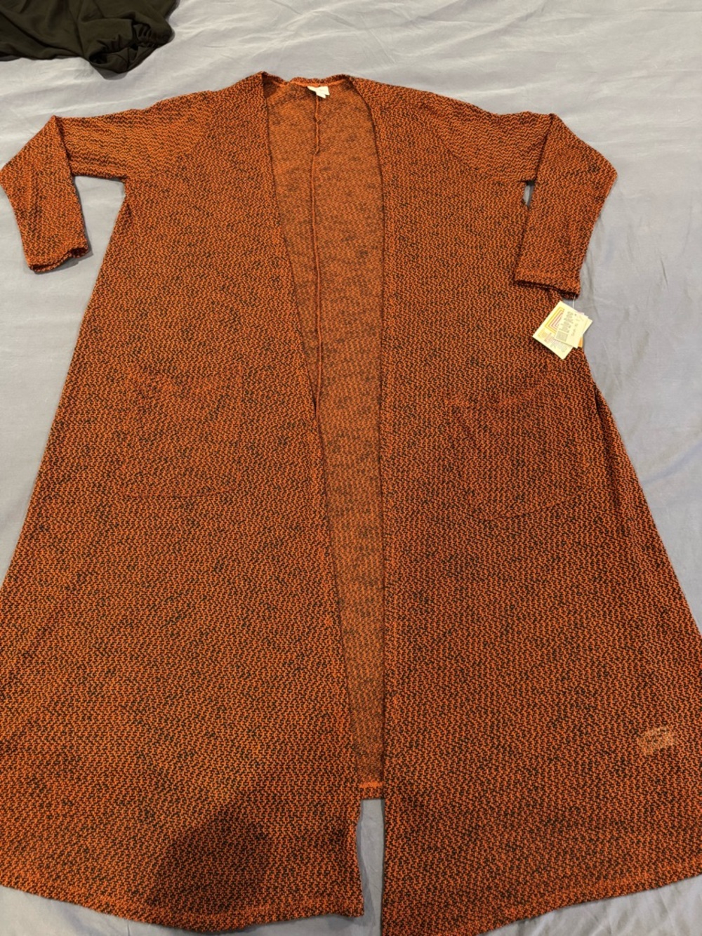 LuLaRoe Orange and Black Knit Cardigan - Sarah XL
